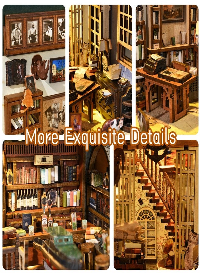 CCCDF DIY Book Nook Kit, Miniature Dollhouse Booknook Kit, 3D Wooden Puzzle Bookend Bookshelf Insert Decor with LED Light for Teens and Adults (Hemingway House) - Image 5
